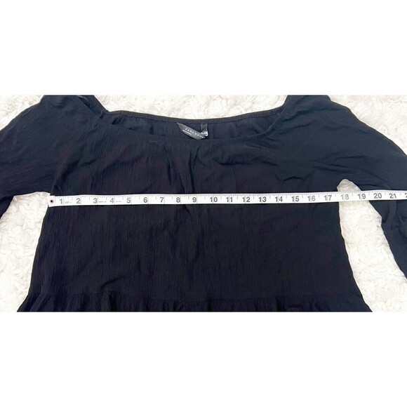 Zara Womens Black Cropped Flowy Sleeve Whimsigoth Witchy Boxy Medium‎ Top Shirt - Picture 2 of 4